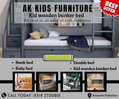 Bunk bed | Kid wooden bunker bed | Baby bed | Double bed | Triple bed