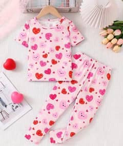 Girl's Stitched Cotton Jersey Printed Night suit 3 years se  10y yes