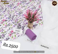 Unstitched 2&3pcs Lawn with shiffon dupatta