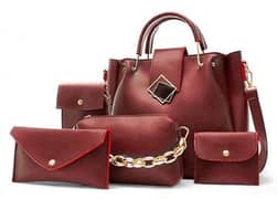 Women's Rexine Plain Hand Bag Set