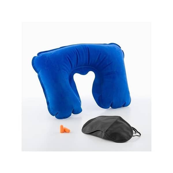 3 in 1 Travel Set by Universal – Inflatable Neck Pillow, Eye Mask, and Ear Plugs (Blue)