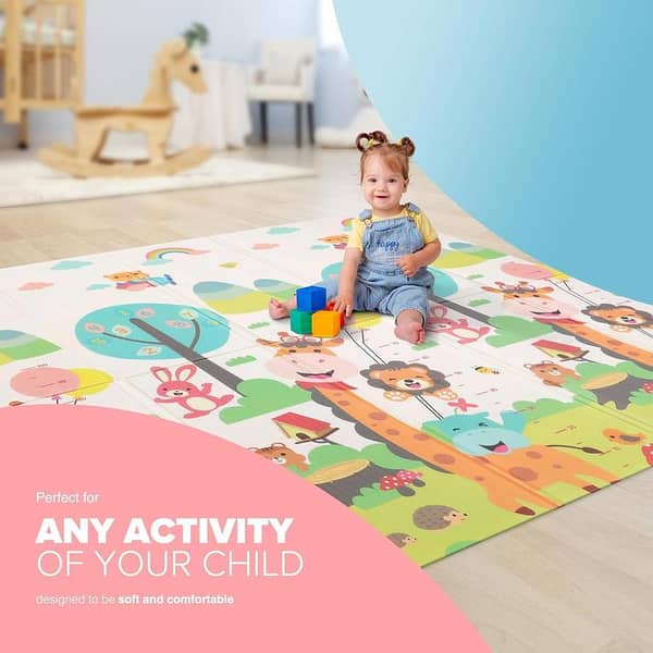 Extra Large 5x6 Ft Baby Play Mat - Thick Foam Crawling Mat, Reversible and Waterproof for Infants and Toddlers, Portable with Travel Bag for Indoor and Outdoor Use