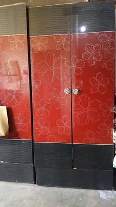 wooden cupboard with shiny red exterior design