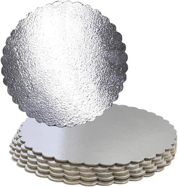 Set of 10 Fine Decor 9 & 10 Inch Round Silver Cake Boards, Cardboard Cake Circles for Baking and Serving