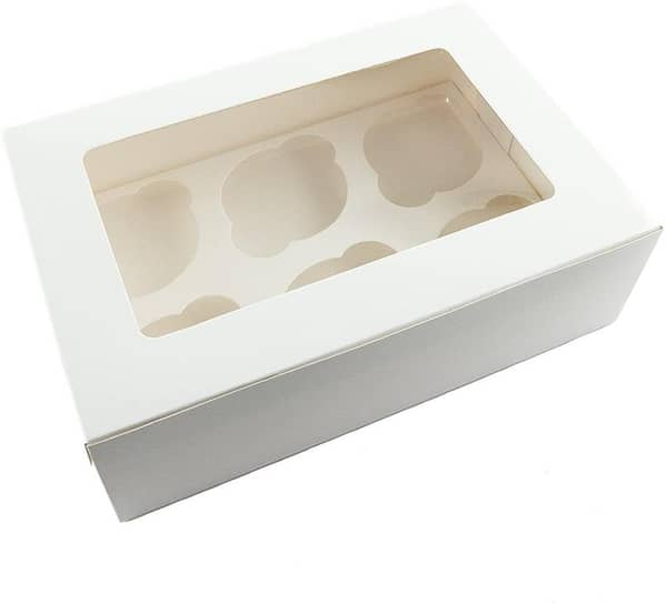 Bizlink Enterprises 20-Pack of Food Grade Cupcake Boxes with 6 Cavity Liners and Clear PVC Window for Handmade Baking and Gift Giving