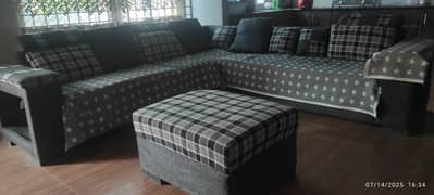 L shape 7 seater sofa with cushions