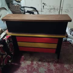 Pure lasani counter with three draws and include long chair