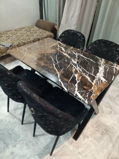 dinning table Turkish velvet chair with marble top
