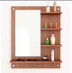 wodden dressing mirror with 3 shalves