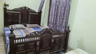 Wodden Double bed with Dressing table and two side tabel