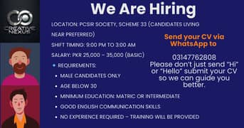  Job Opportunity – Male Chat Sales Agent (Night Shift, Part-Time)