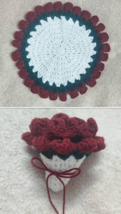 crochet flower bouquet coaster