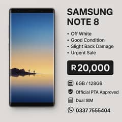SAMSUNG GALAXY NOTE 8   -   6 / 128   -   PTA APPROVED   -   DUAL SIM