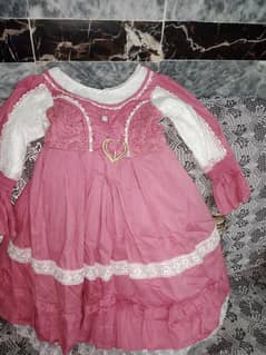 teapink loan frock with beautiful net design