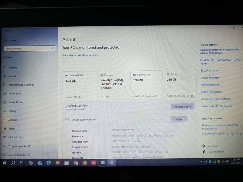 Intel Core (TM) Is 7200U Cpu @2.50Ghz 3