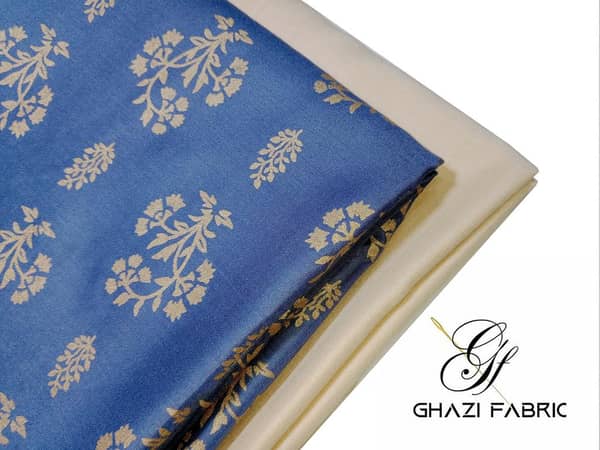 Ghazi Fabric FM2134-H9 Unstitched Premium Linen Dress Collection - Grey with Beige Trouser