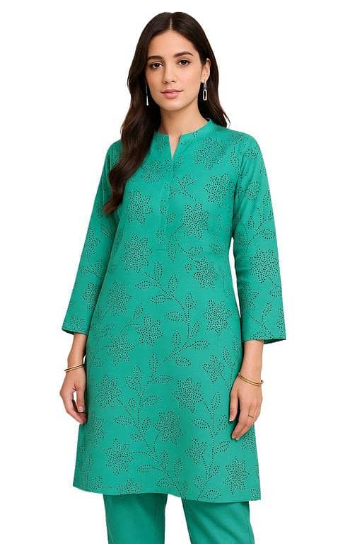 Ghazi Fabric Aqua Color Unstitched Lawn Suit - 2 Piece - Punjrung Series - GZ-PJ-AQ01