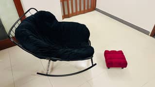 Comfortable Rocking Chair with Footrest – Velvet Fabric