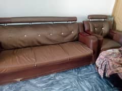 leather wooden sofa set