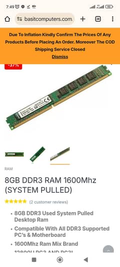 8gb ram ddr3 1600mjhz