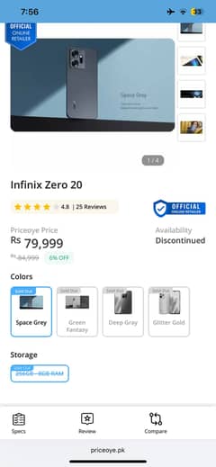 Infinix Zero20 8+8,256Gb Panel Damage G99 Gaming set with Box