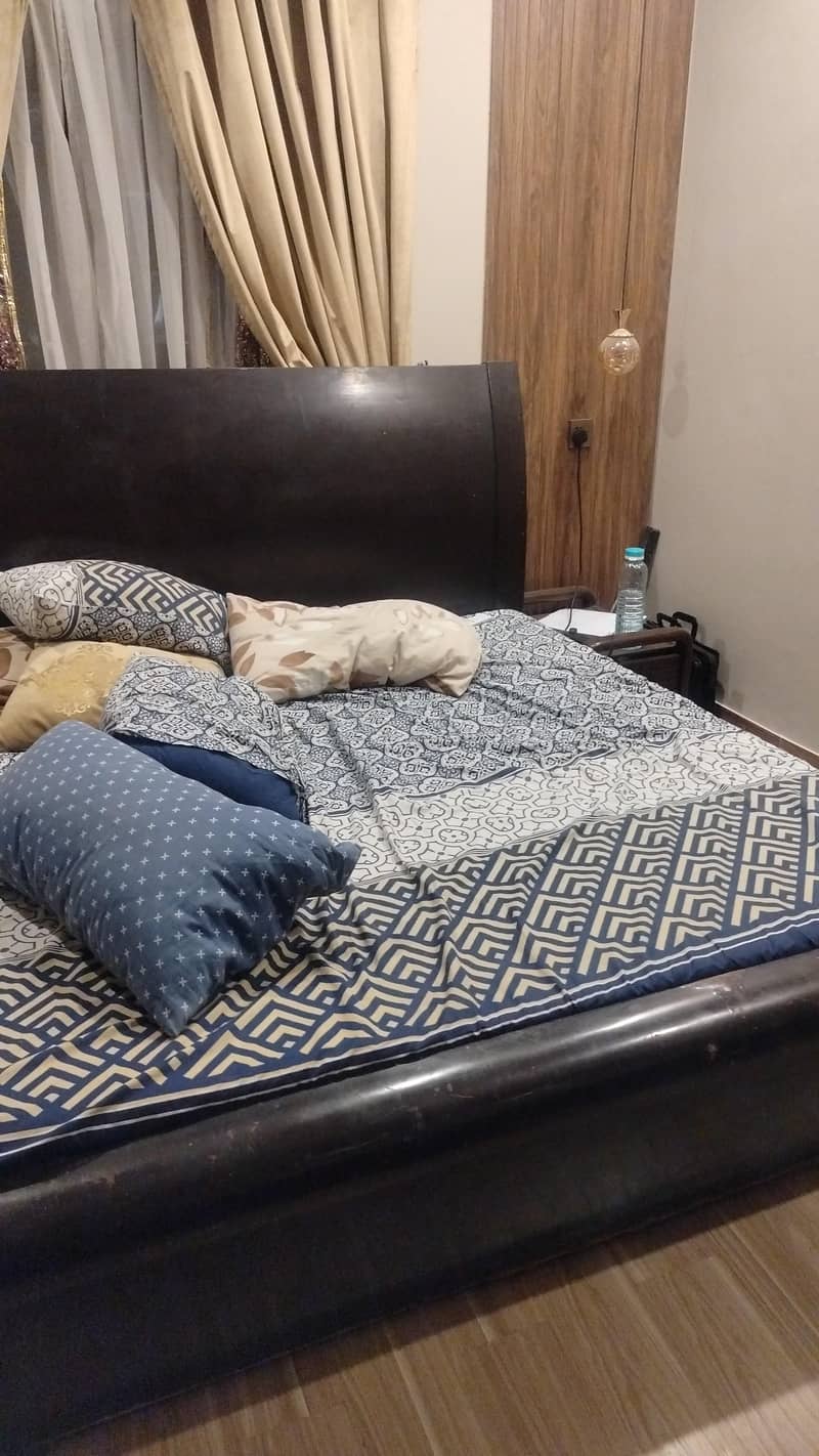 selling the following bed with mattress, side table, study table etc 3
