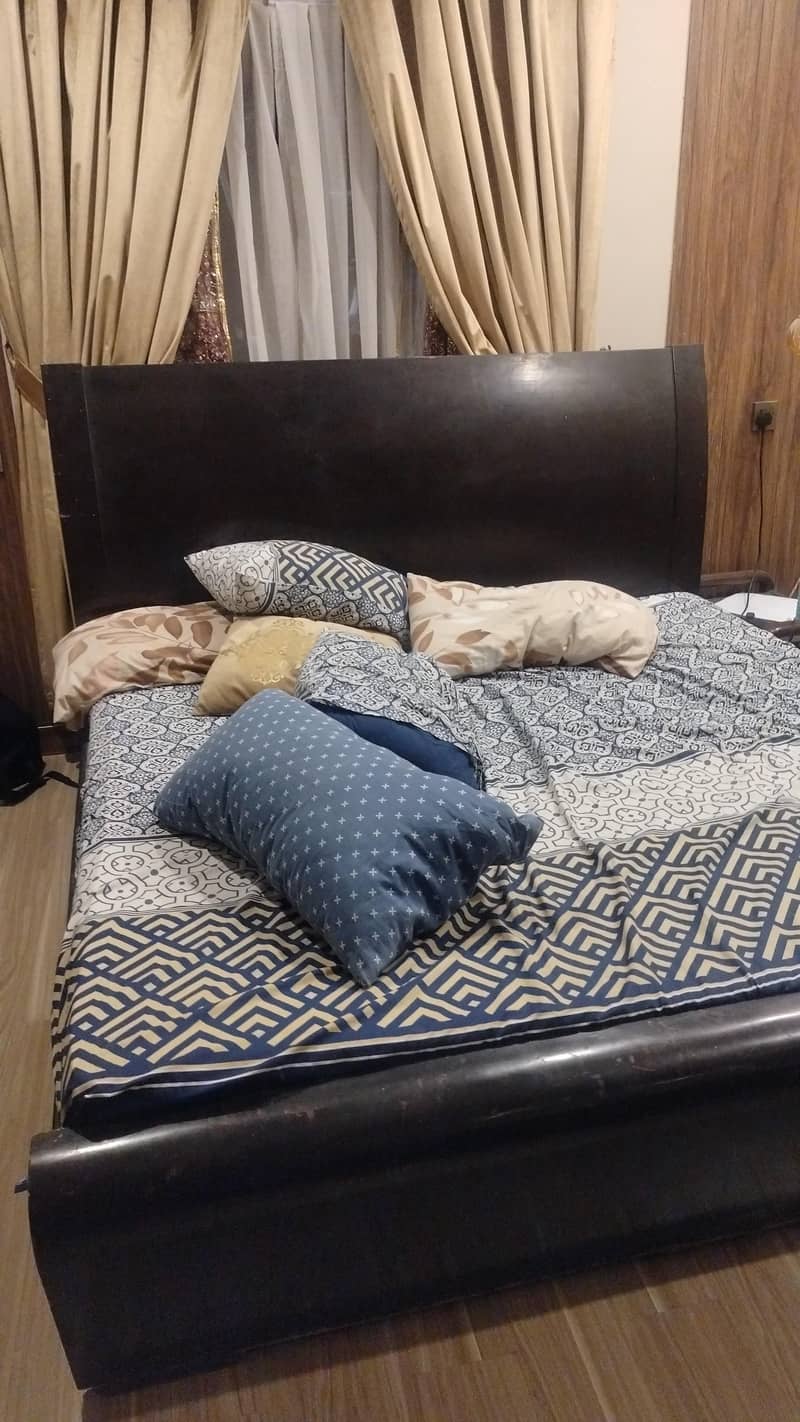 selling the following bed with mattress, side table, study table etc 4