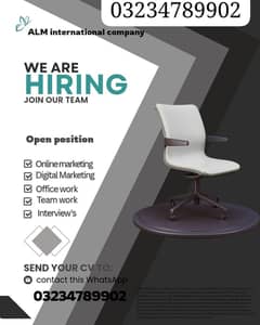 Office work and online work available for male and female staff