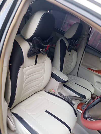 Toyota Corolla Custom Fit Luxury Seat Covers – Cream & Black Design