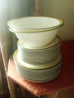plastic plates with bowls.