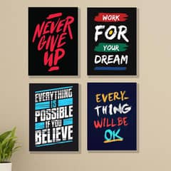 4‑Piece Motivational Wall Art Frames – Ready to Hang – COD- Watsapp