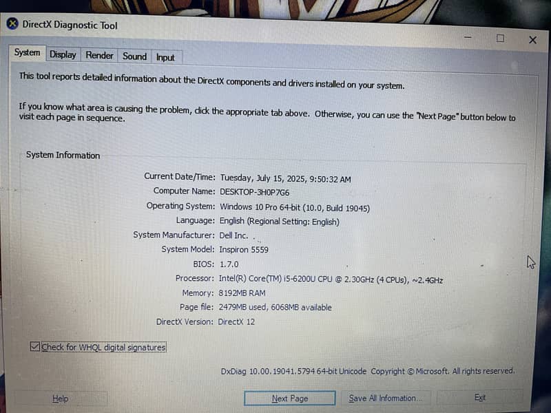 Core I5-6th Gen DDR 3 2