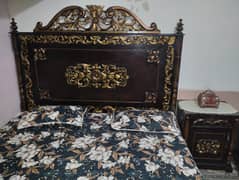 King size bed with side tables and mattress