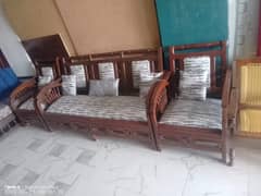 5 seater wood sofa refurnished