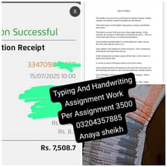 Typing And Handwriting Assignment Work
