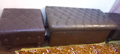 leather sofa 6 seater puffy set with storage and two stools 4 seater
