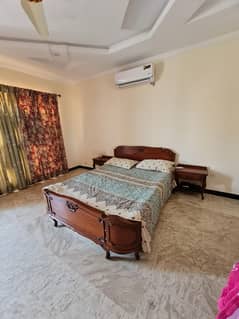 pure wood bed with side tables
