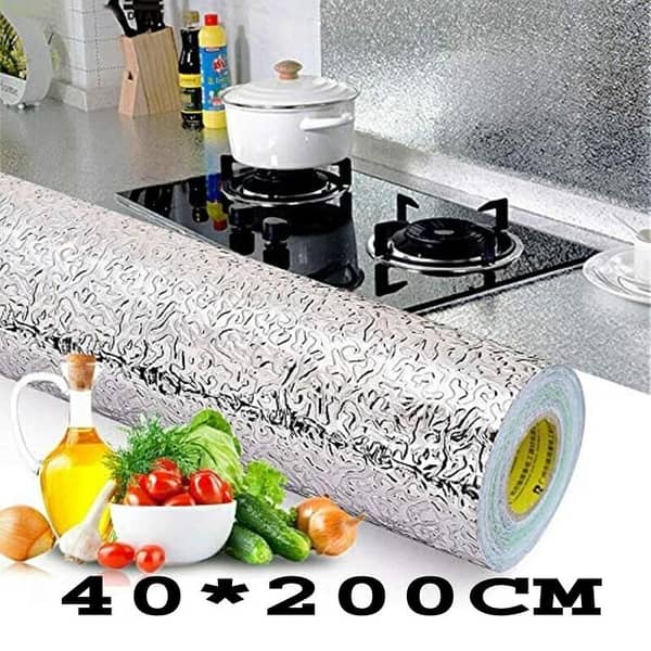 SP Dealz Aluminium Foil Stickers: Oil-Proof Self-Adhesive Wallpaper for Kitchen Backsplashes, Cabinets, Drawers, and Shelves - Pack of 1