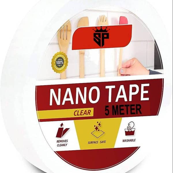 SP Dealz 5 Meter White Polyester Nano Grip Tape - High Strength Double-Sided Adhesive Tissue and Magic Tape