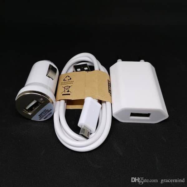 3 in 1 kit Wall/Travel charger adapter + Bullet car chargers + Micro usb cable| Shopikbuzz
