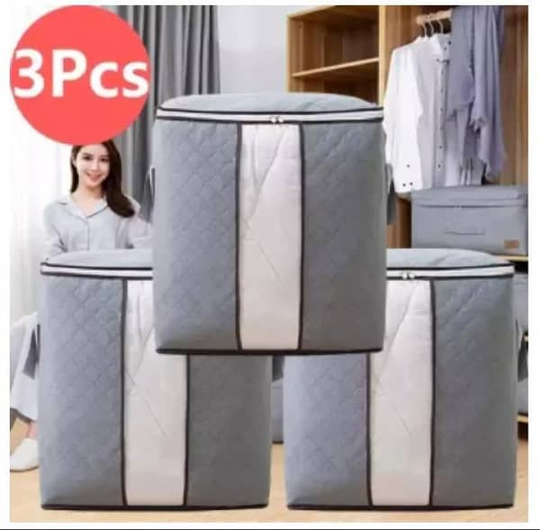 pack off 3-Storage Bags Organizers for Comforter, Blanket for Closet and Under bed Storage| Shopikbuzz