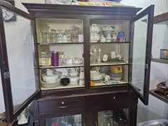 Wooden Showcase / Crockery Cabinet – Glass Doors – 6x4 ft – Excellent