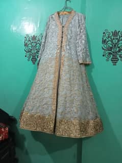 Gray long Maxi  with heavy embroidery
