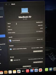 New Macbook Air 2022 M2 8/256gb