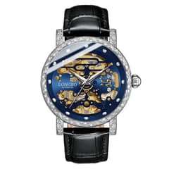 Longbo Men's Watches 83291G Skeleton Automatic, Fashion Leather Straps