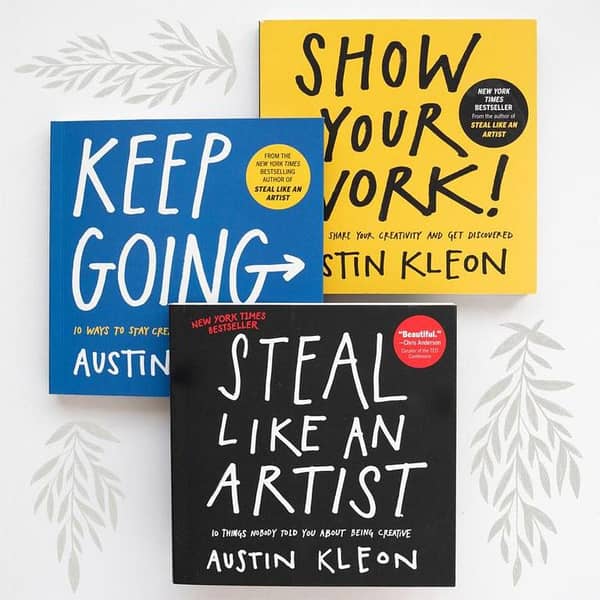 Austin Kleon Book Set: Steal Like an Artist, Show Your Work, Keep Going - Pack of 3