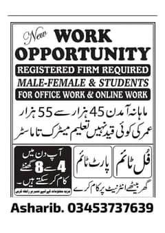 we are hiring a staff for online management and online marketing