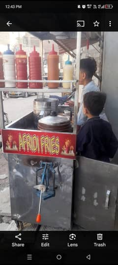 fries chips steel counter