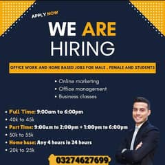 We are hiring online job for male and female