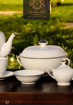 Bone China Gold Flame 61 pcs Dinner set Gold luxury series